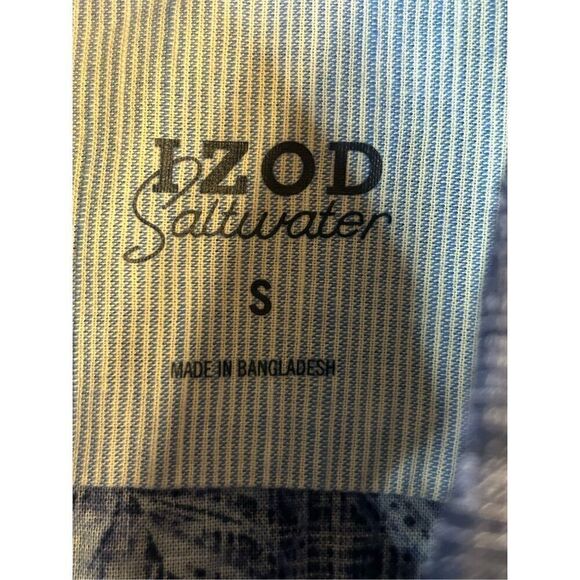 Izod Saltwater Shirt Mens Small Blue Tropical Short Sleeves Button Up NWT (0197) - Picture 4 of 7